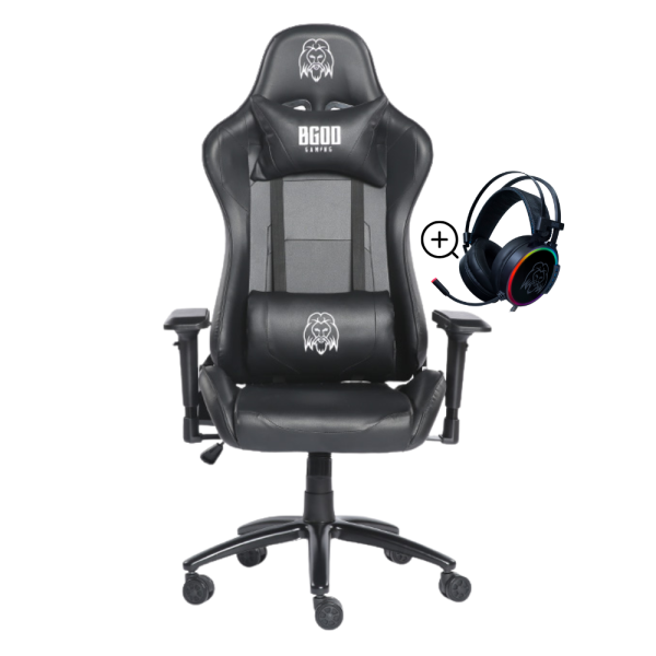 PACK GAMER: SILLA BLACK HADES + AUDIFONOS AKRO